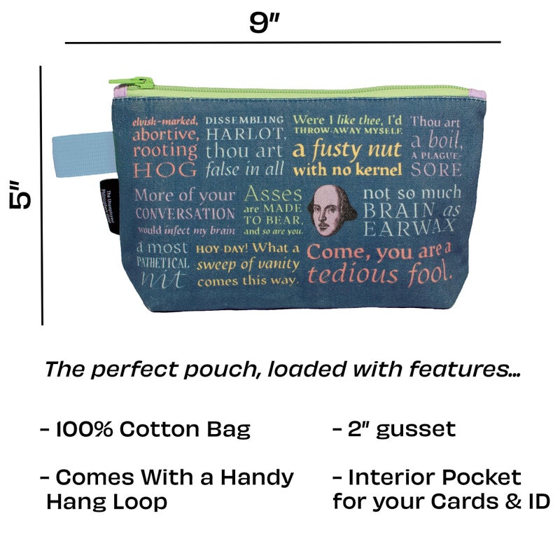 The Unemployed Philosophers Guild Shakespearean Insults Bag - 9" Canvas Zipper Shakespeare Themed Pouch for Pencils, Tools, Cosmetics, Toiletries and More - Image 4